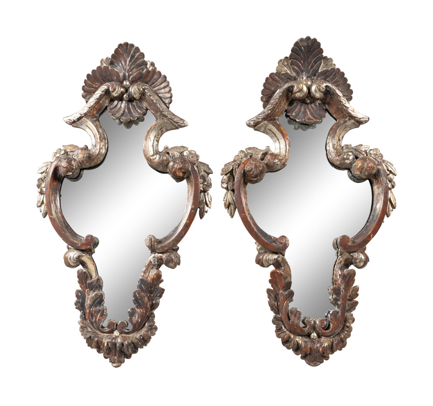 A Pair of Italian Silvered Wood Mirrors