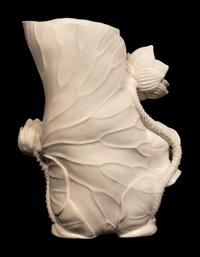 A Chinese Blanc de Chine Porcelain 'Crab and Lotus' Brush Pot