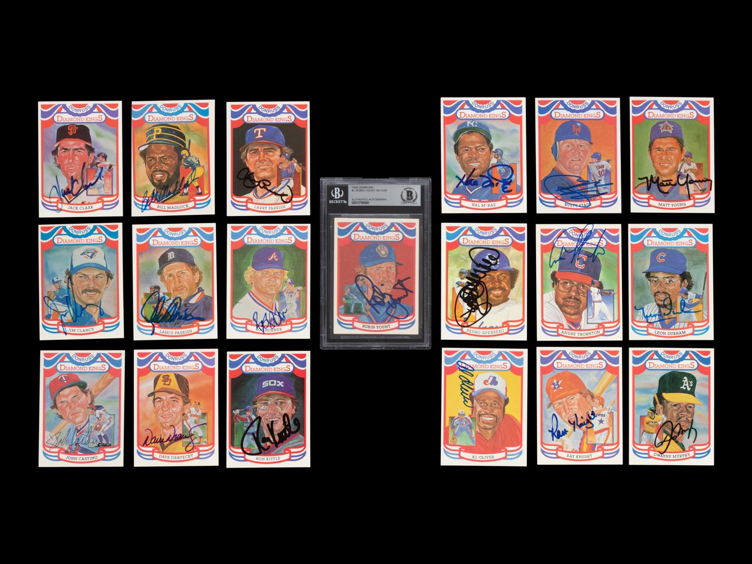 A Group of 19 1984 Donruss Diamond Kings Signed Autograph Baseball Cards,