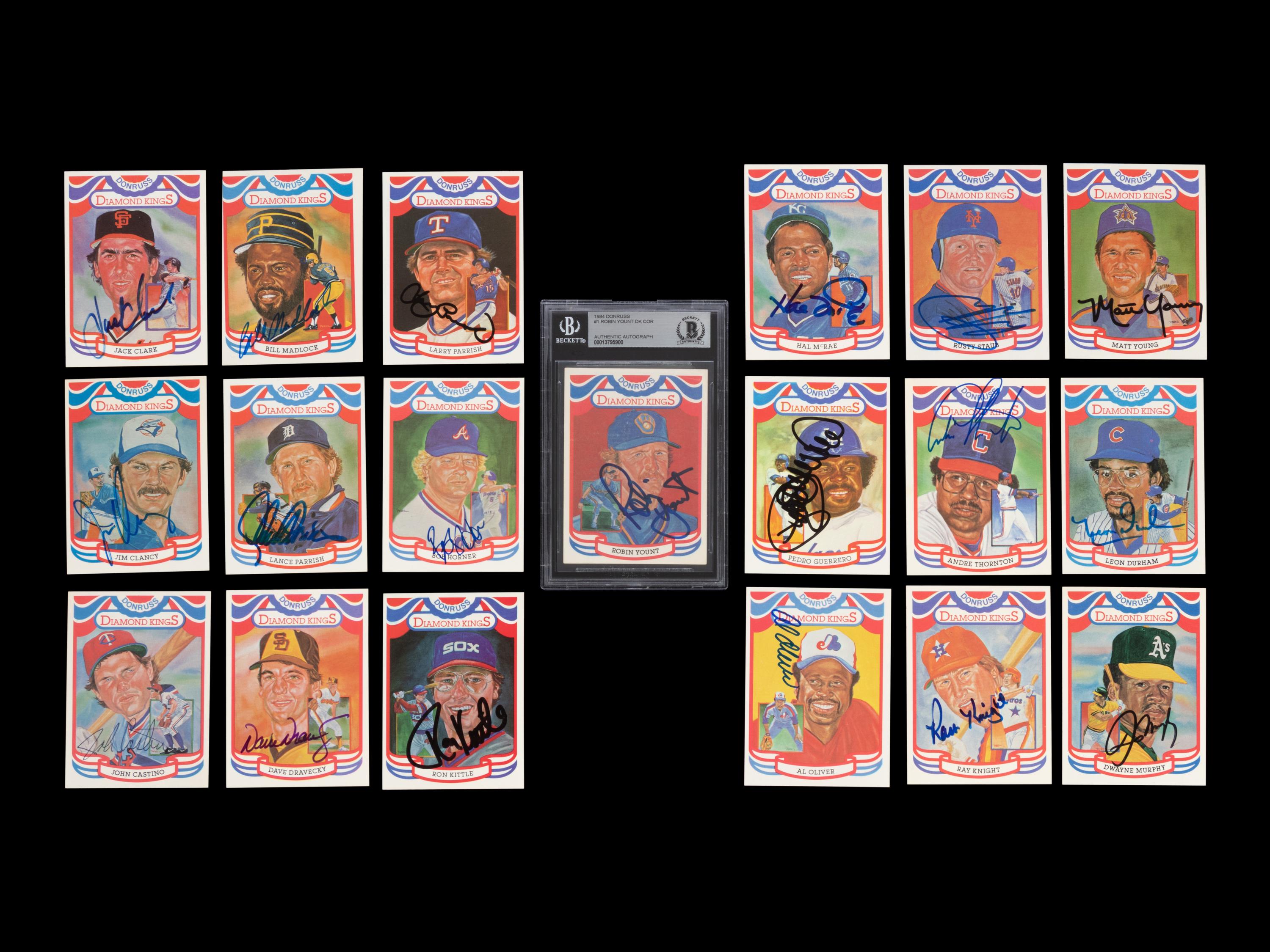 A Group of 19 1984 Donruss Diamond Kings Signed Autograph Baseball Cards,