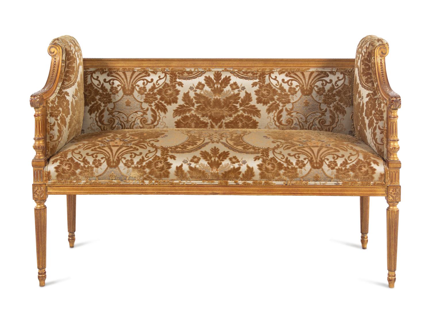 A Louis XVI Style Giltwood Settee