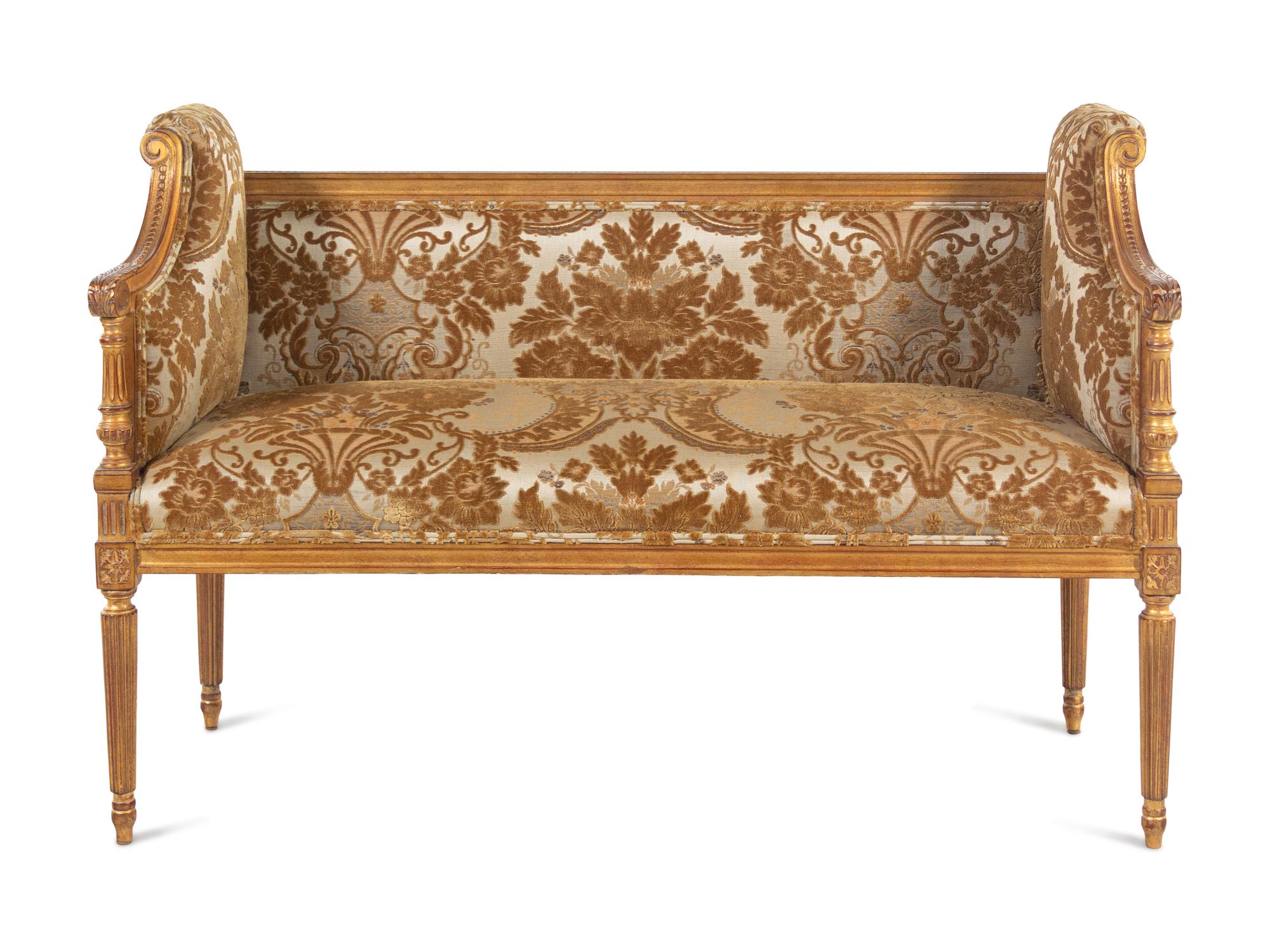 A Louis XVI Style Giltwood Settee