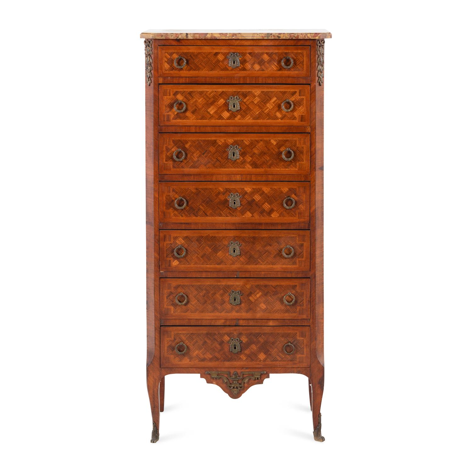 A Louis XV/XVI Transitional Style Parquetry Inlaid Semainier