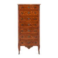 A Louis XV/XVI Transitional Style Parquetry Inlaid Semainier