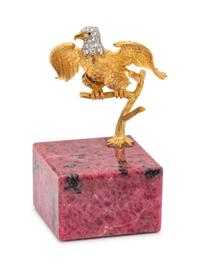 Diamond, Emerald and Rhodonite Eagle Figurine