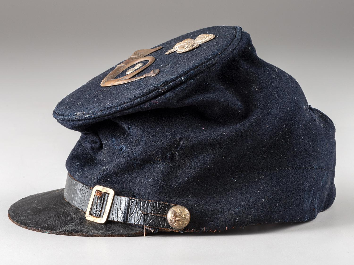 [CIVIL WAR]. 8th Ohio Infantry 1858 pattern forage cap with insignia and II corps badge.