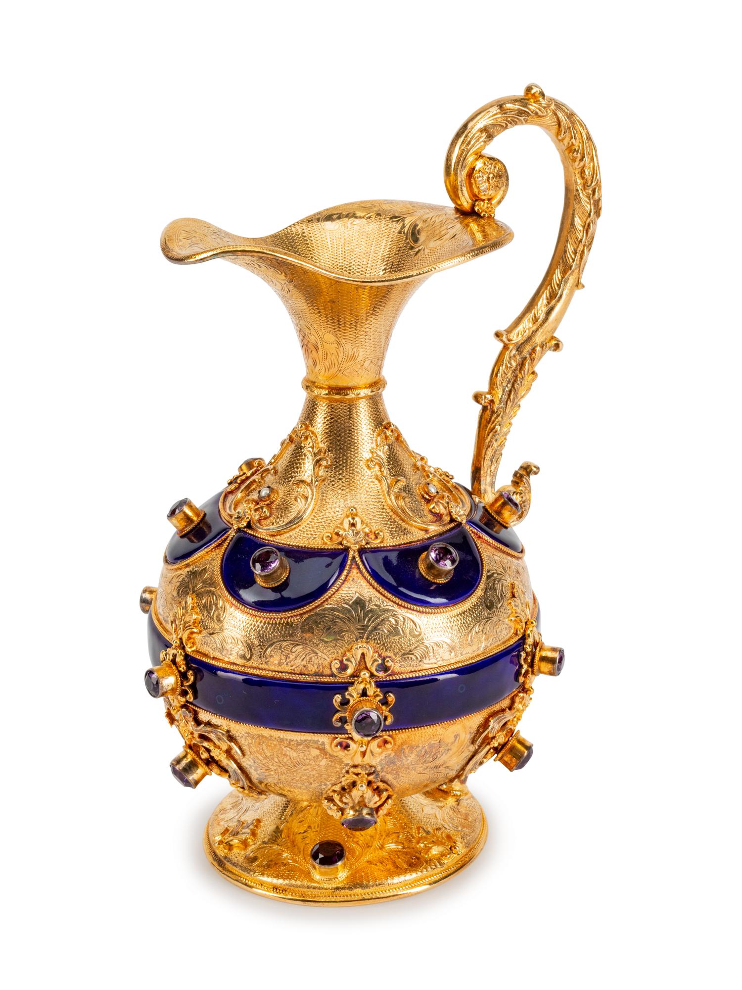 A Continental Jeweled, Enamel and Silvergilt Ewer — LATE 19TH/EARLY 20TH CENTURY