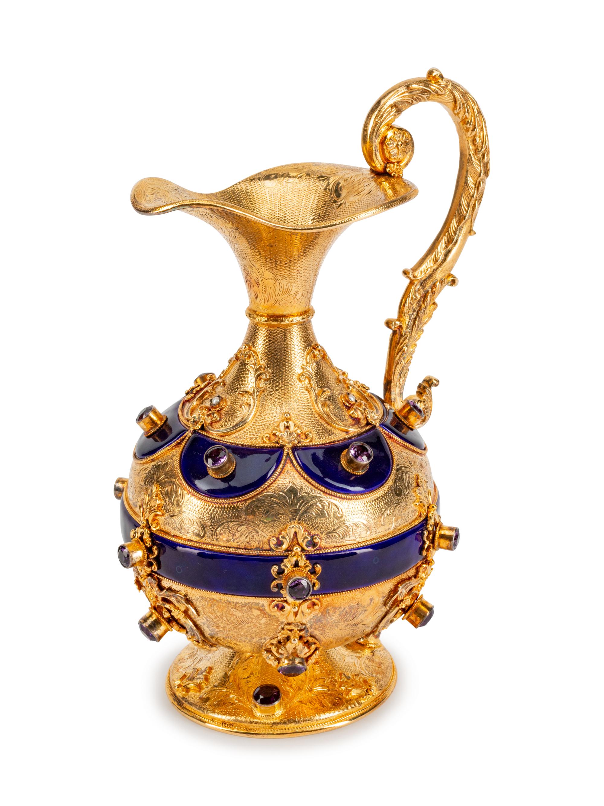 A Continental Jeweled, Enamel and Silvergilt Ewer — LATE 19TH/EARLY 20TH CENTURY