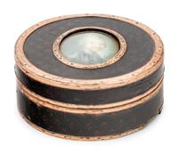 A Continental Rose Gold Mounted Portrait Miniature Inset Tortoiseshell Snuff Box