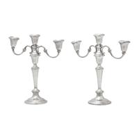 A Pair of American Silver Three-Light Candelabra