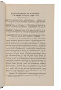 HEISENBERG, Werner (1901-1976) and PAULI, Wolfgang (1900-1958). "Zur Quantentheorie Wellenfelder (I and II)." In: Zeitschrift fur Physik, vol. 56 pp. 1-61, vol. 59 pp. 168-190. Berlin: Julius Springer, 1929-1930.