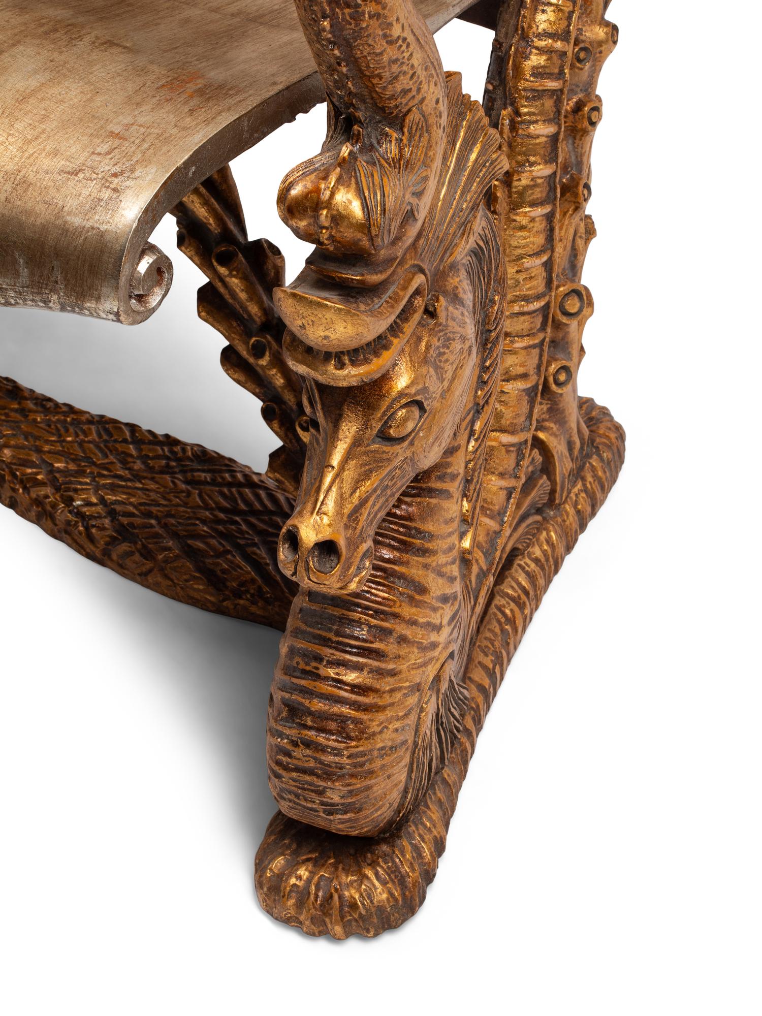 A Venetian Grotto Style Silver Gilt Settee