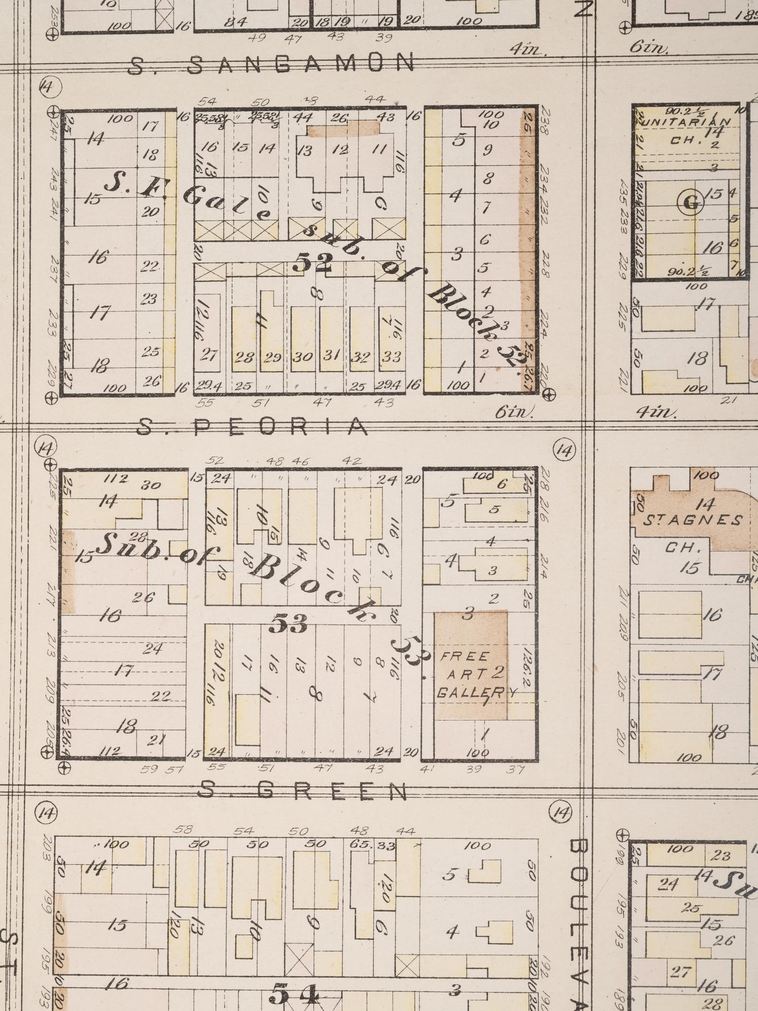 A group of 5 maps of Chicago streets, comprising: