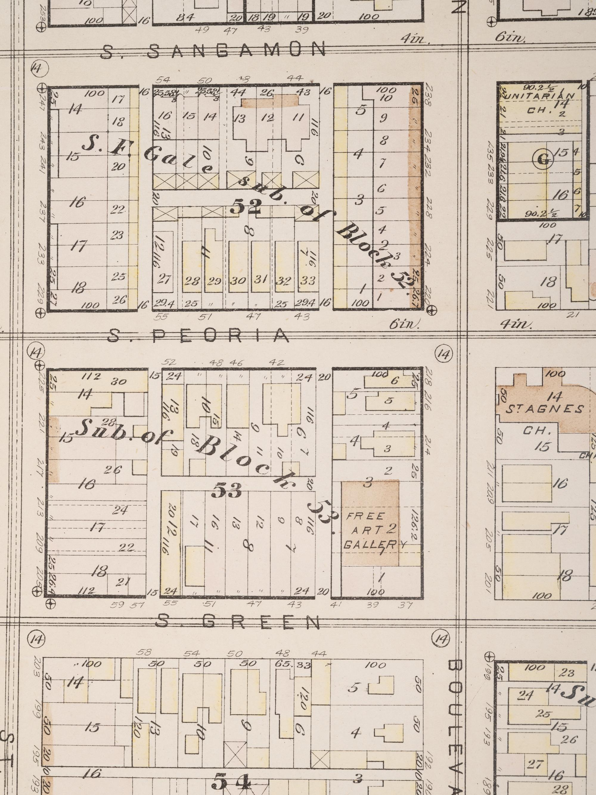 A group of 5 maps of Chicago streets, comprising: