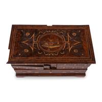 A Continental Marquetry Jewelry Casket
