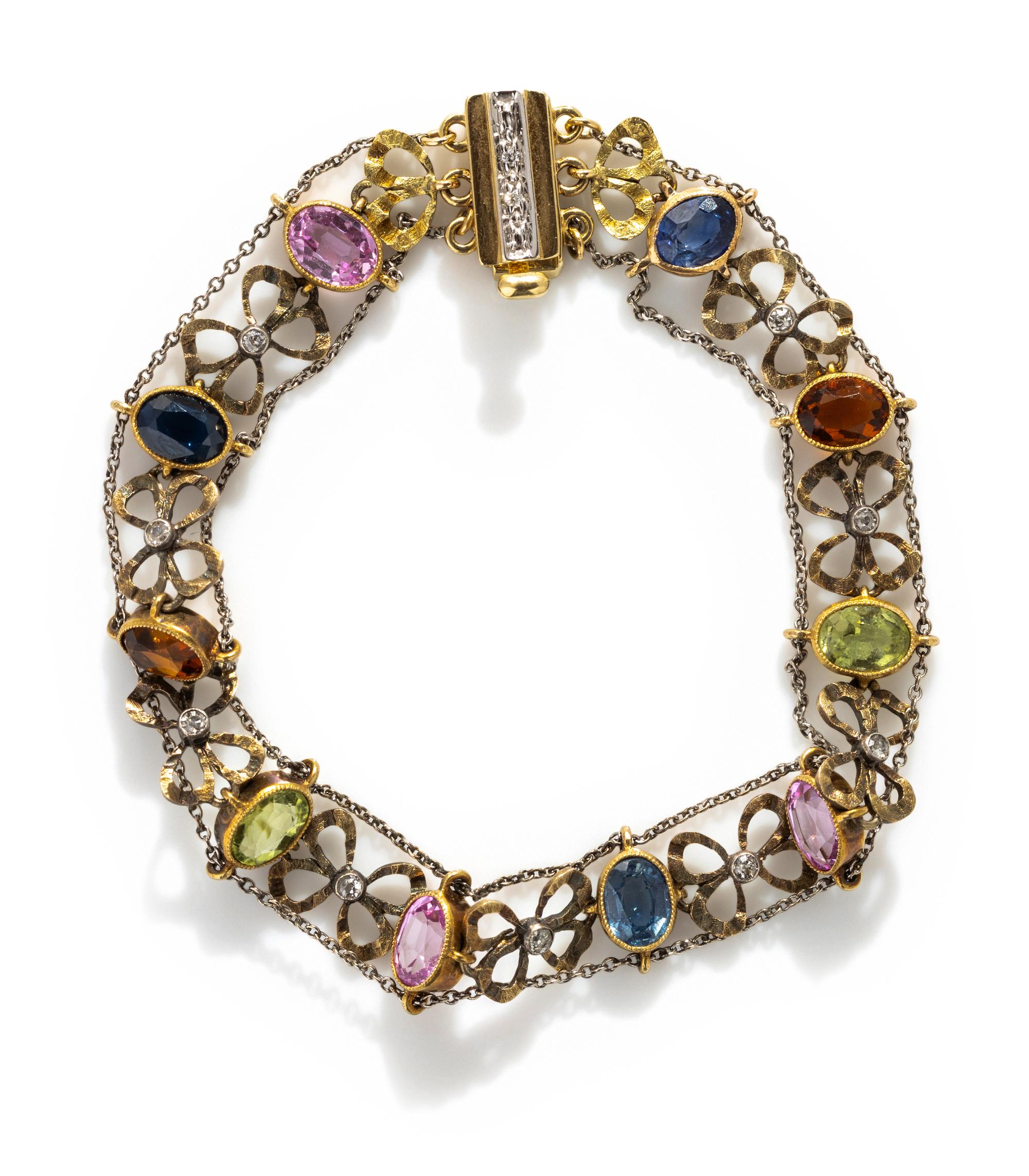 ANTIQUE, AUSTRO-HUNGARIAN, DIAMOND AND MULTIGEM BRACELET