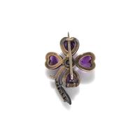 ANTIQUE, AMETHYST AND DIAMOND CLOVER BROOCH