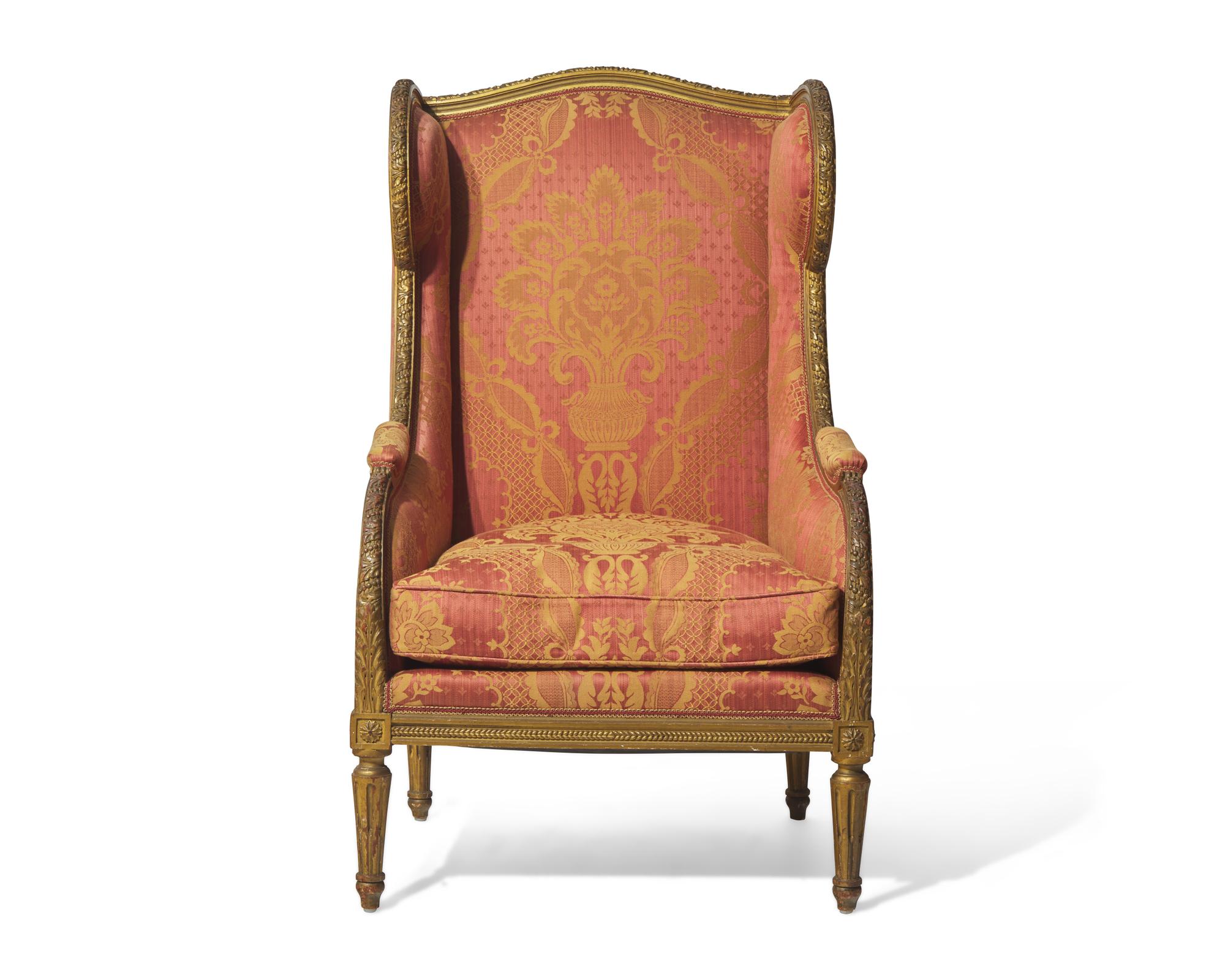 A Louis XVI style giltwood bergère, circa 1900