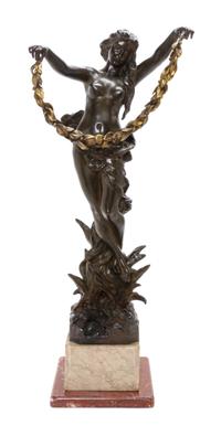 A French Bronze Figure, Height 28 1/4 inches.