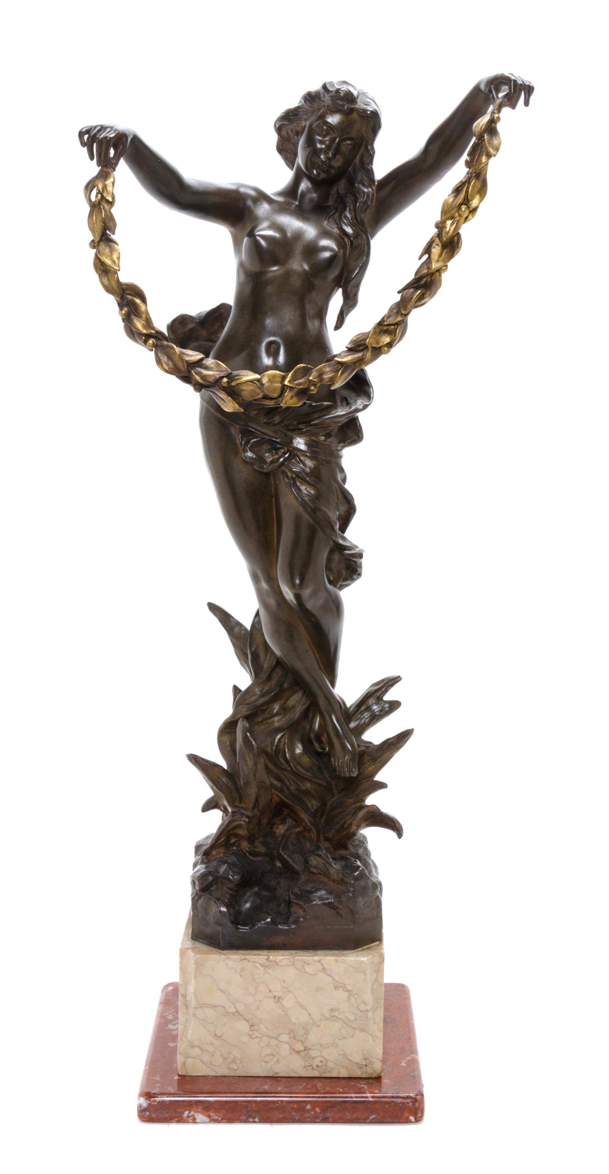 A French Bronze Figure, Height 28 1/4 inches.