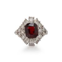 RED SPINEL AND DIAMOND RING