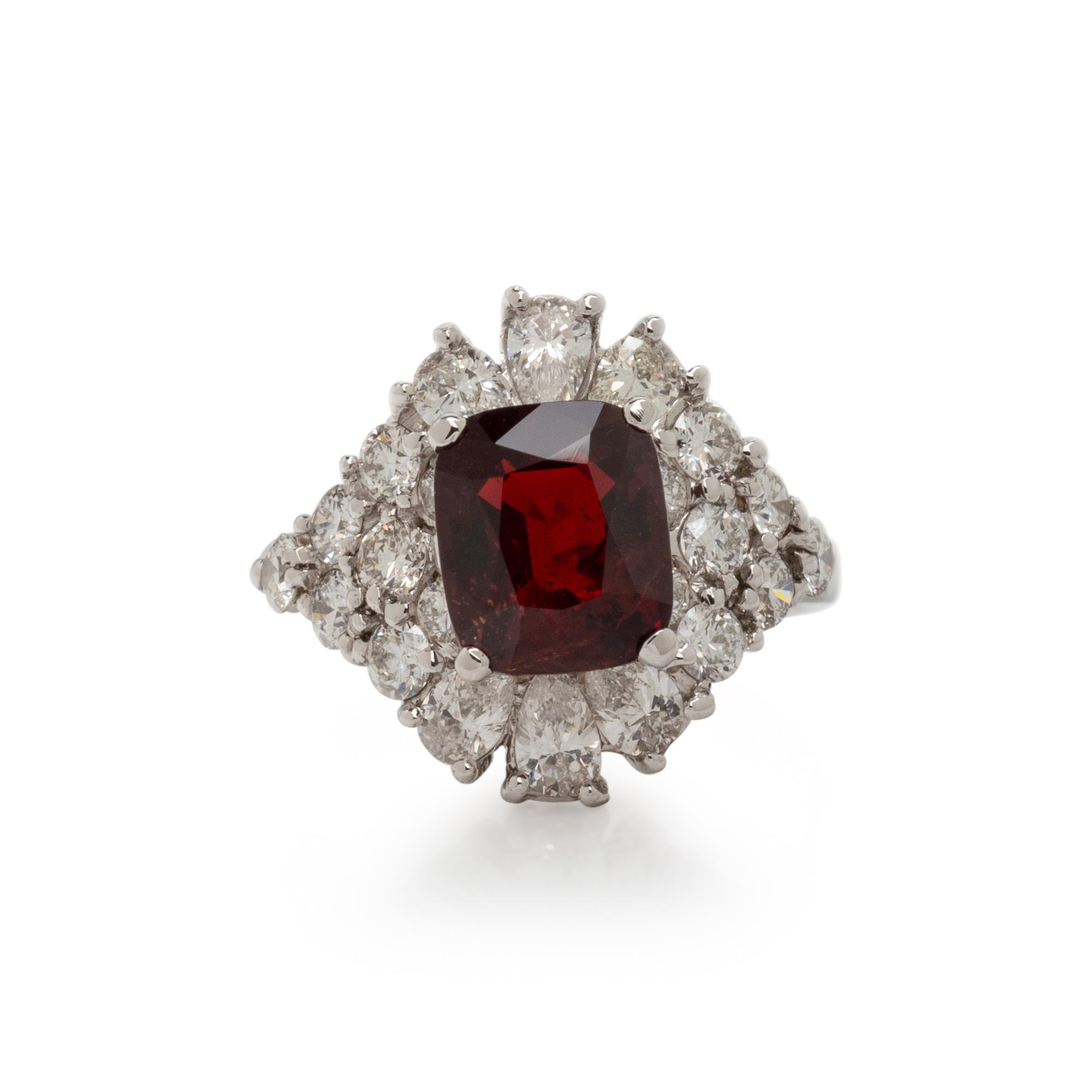 RED SPINEL AND DIAMOND RING