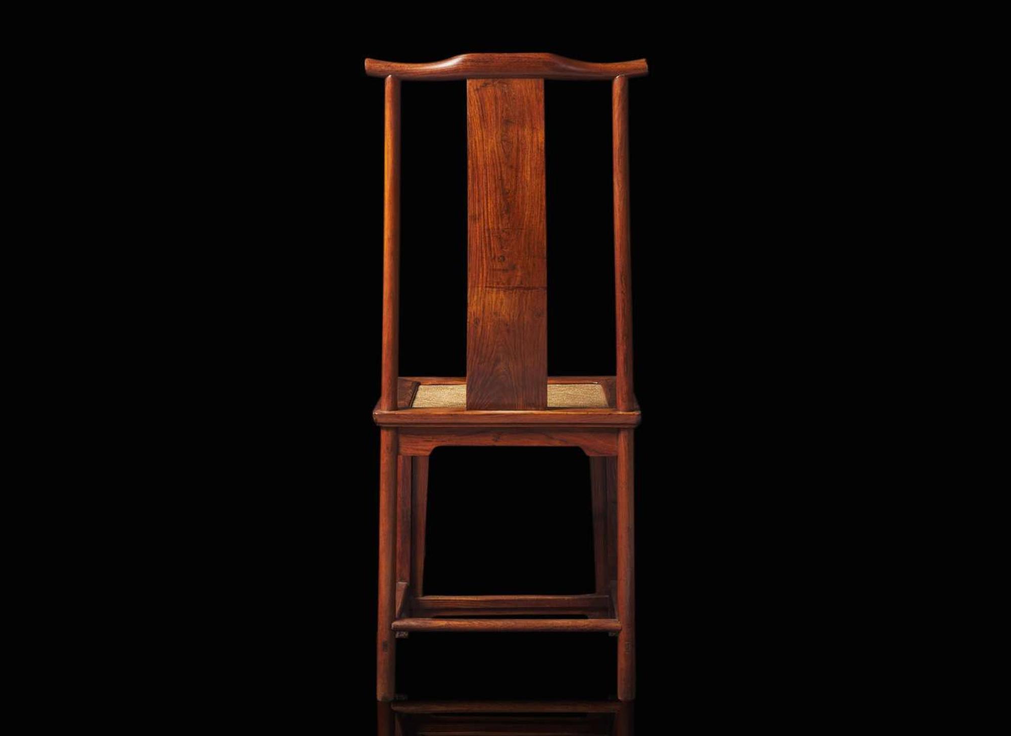 A Chinese huanghuali "Official's Hat" side chair, Guanmaoyi, 17th/18th century 黃花梨官帽椅一件 十七或十八世紀