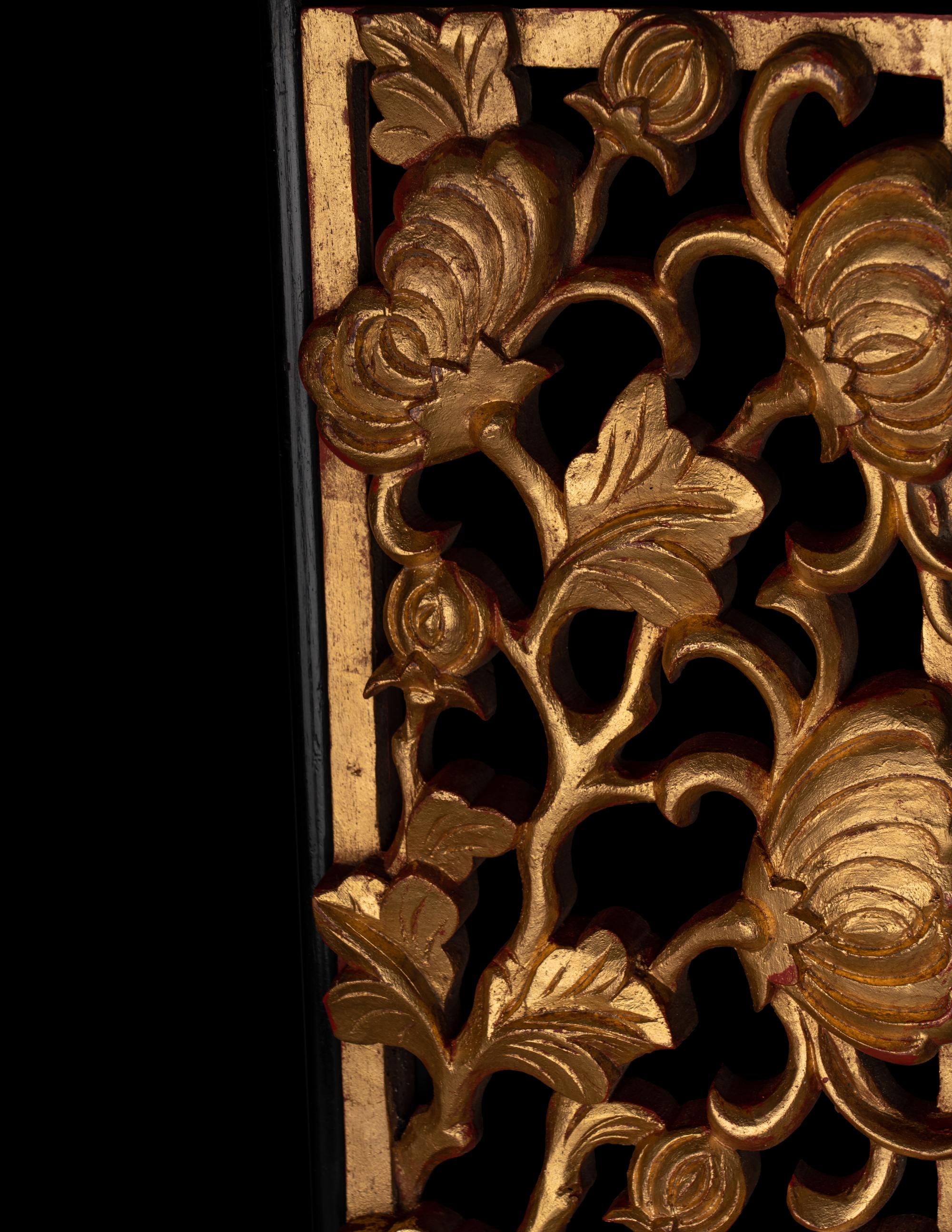 Four Chinese Gilt Wood Panels