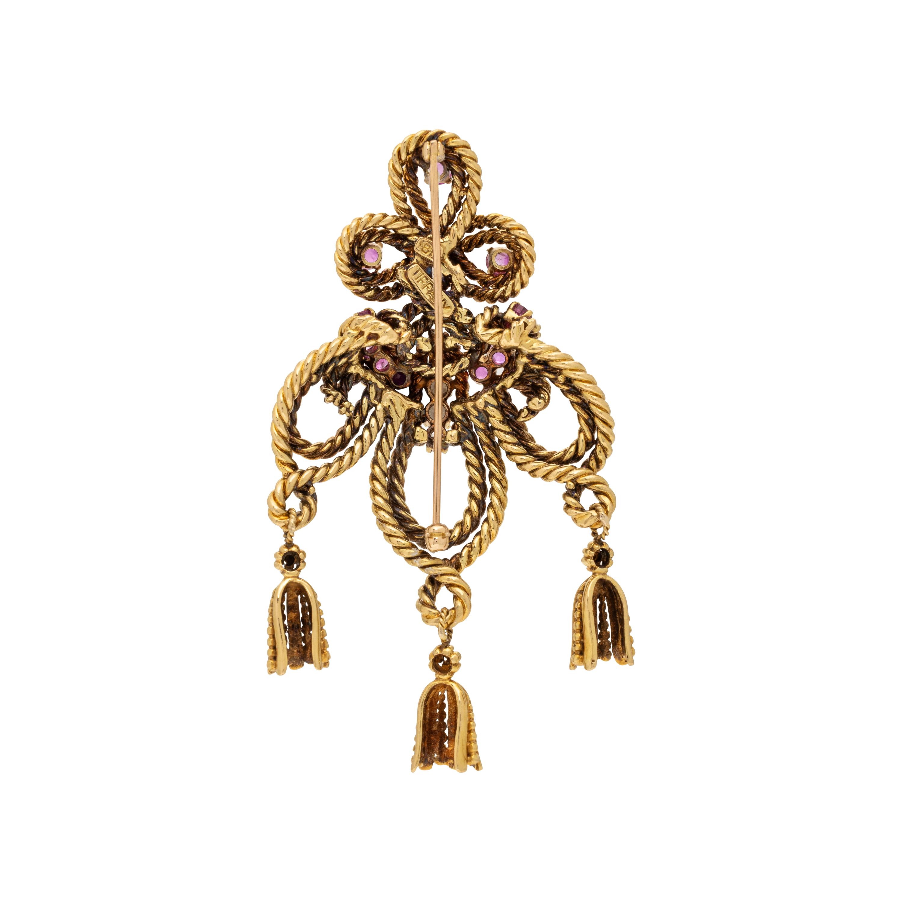 Tiffany & Co., Ruby, Diamond, and Yellow Gold Brooch
