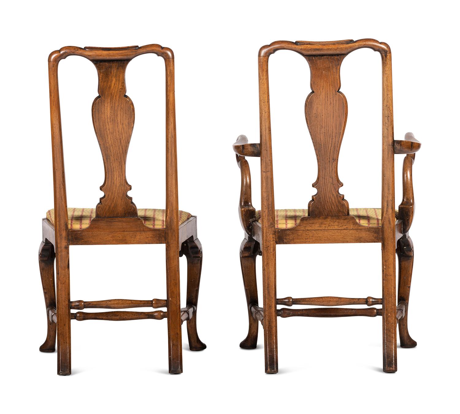 A Set of Queen Anne Style Walnut Chairs