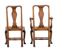 A Set of Queen Anne Style Walnut Chairs