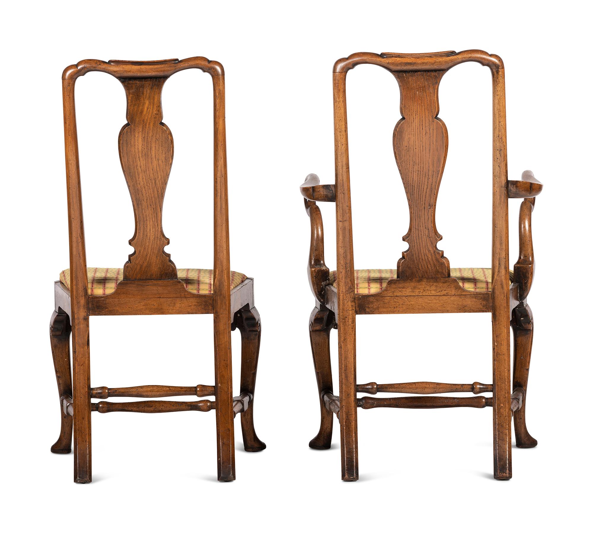 A Set of Queen Anne Style Walnut Chairs