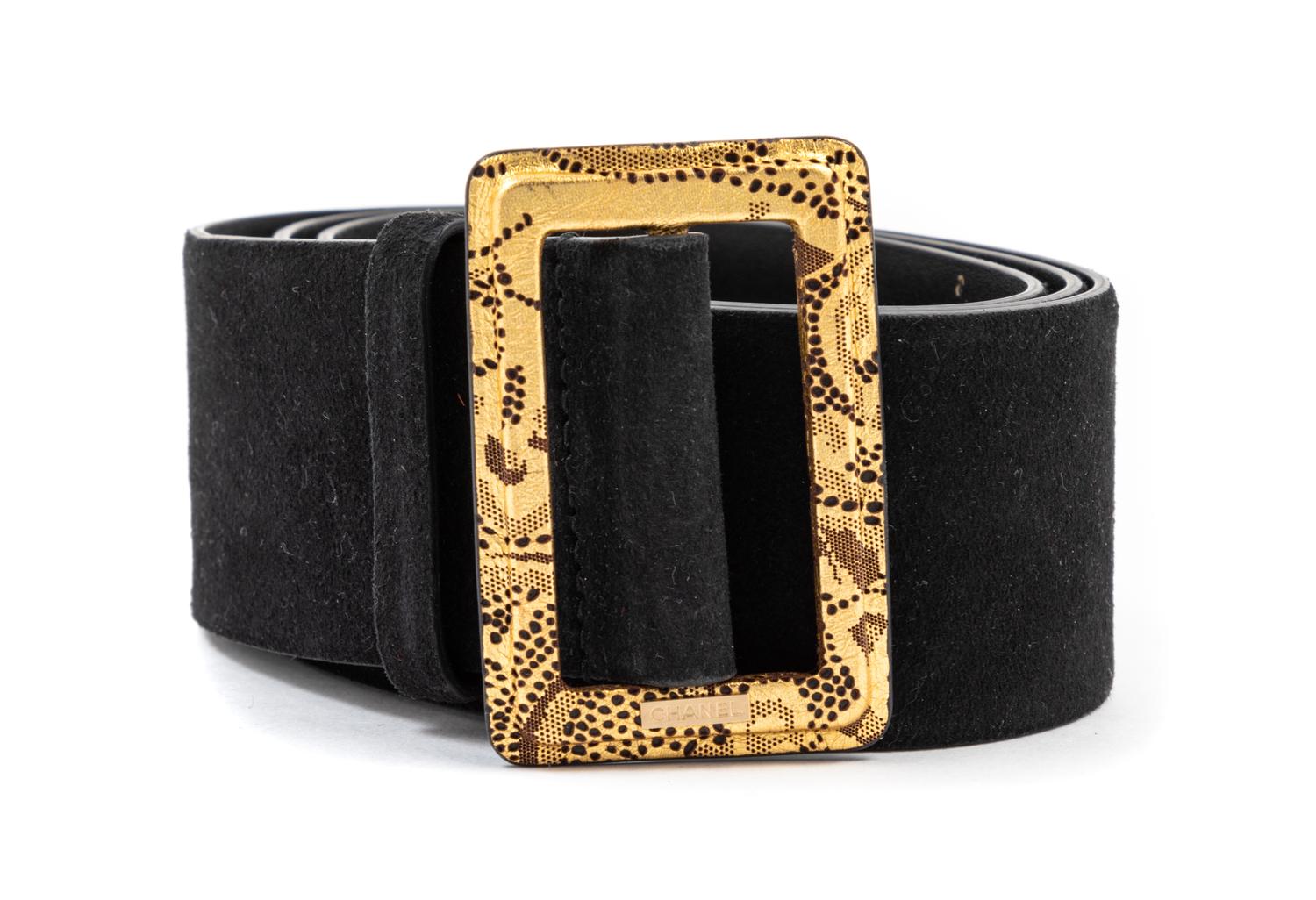 Chanel Black Leather with Goldtone Buckle Belt, 1990-2000s