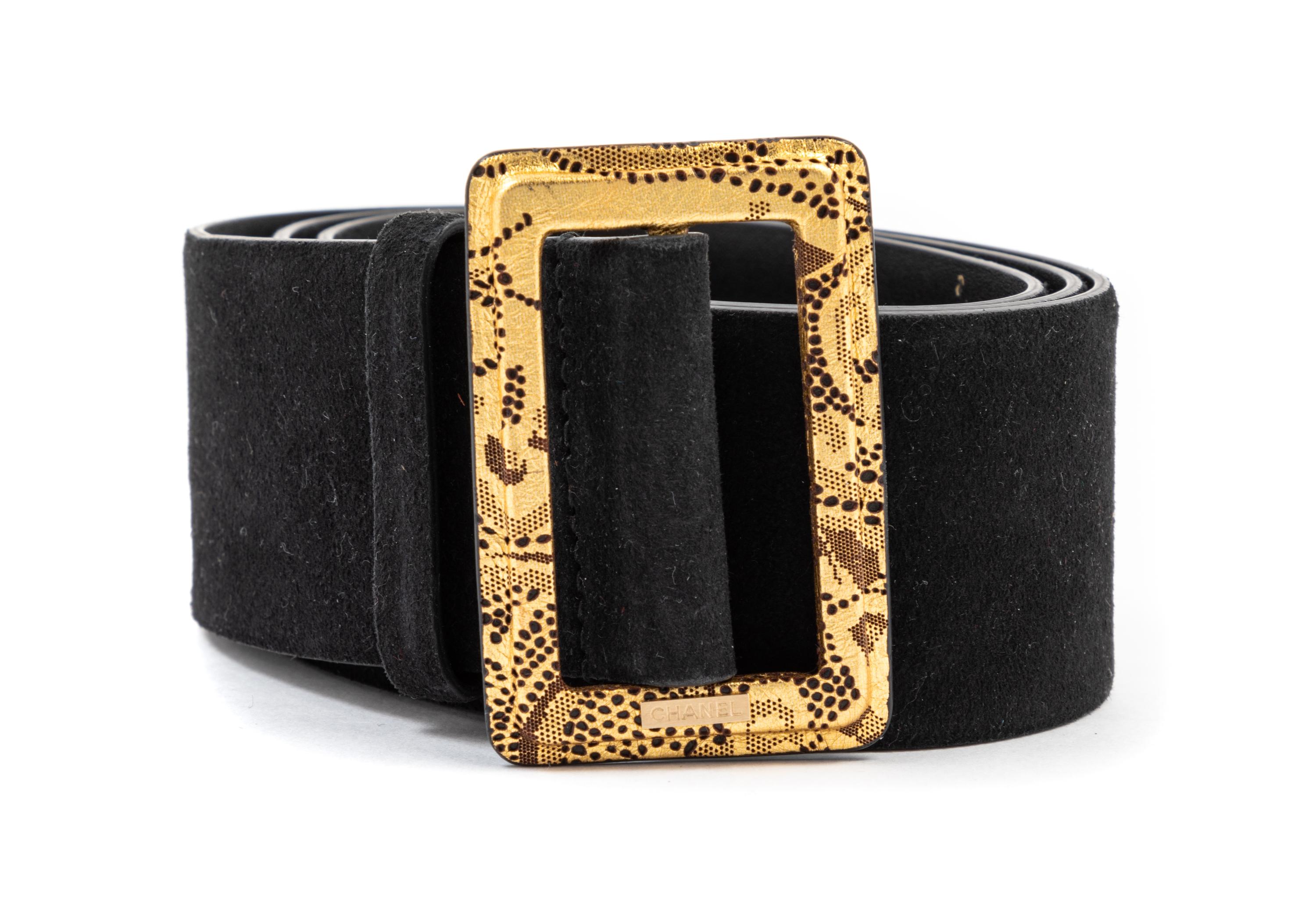Chanel Black Leather with Goldtone Buckle Belt, 1990-2000s