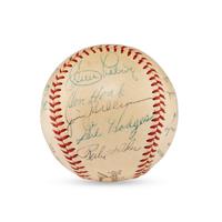 A 1955 Brooklyn Dodgers Team Signed Autograph Baseball Featuring Jackie Robinson (Beckett Authentication Services Letter of Authenticity)