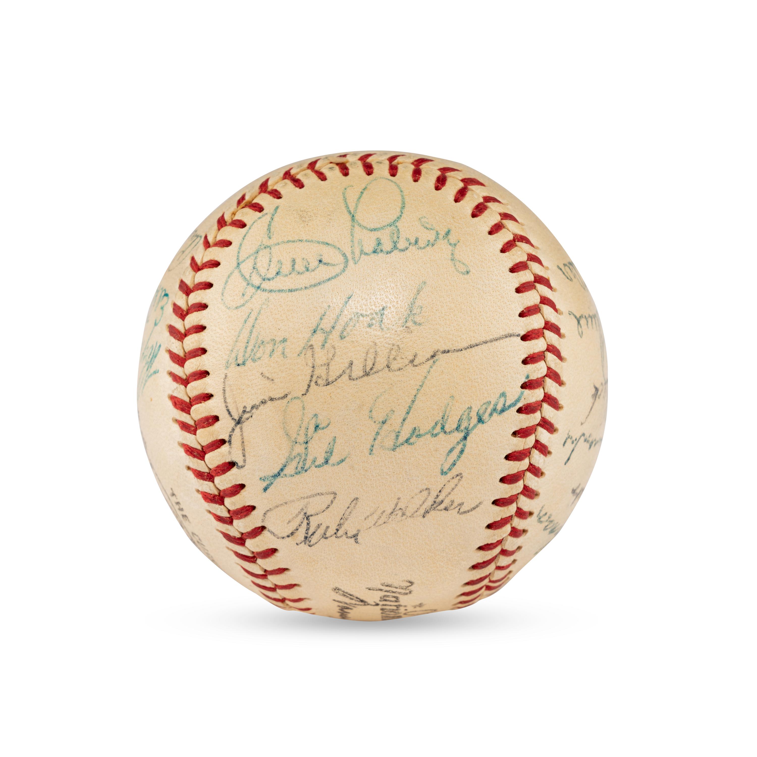 A 1955 Brooklyn Dodgers Team Signed Autograph Baseball Featuring Jackie Robinson (Beckett Authentication Services Letter of Authenticity)