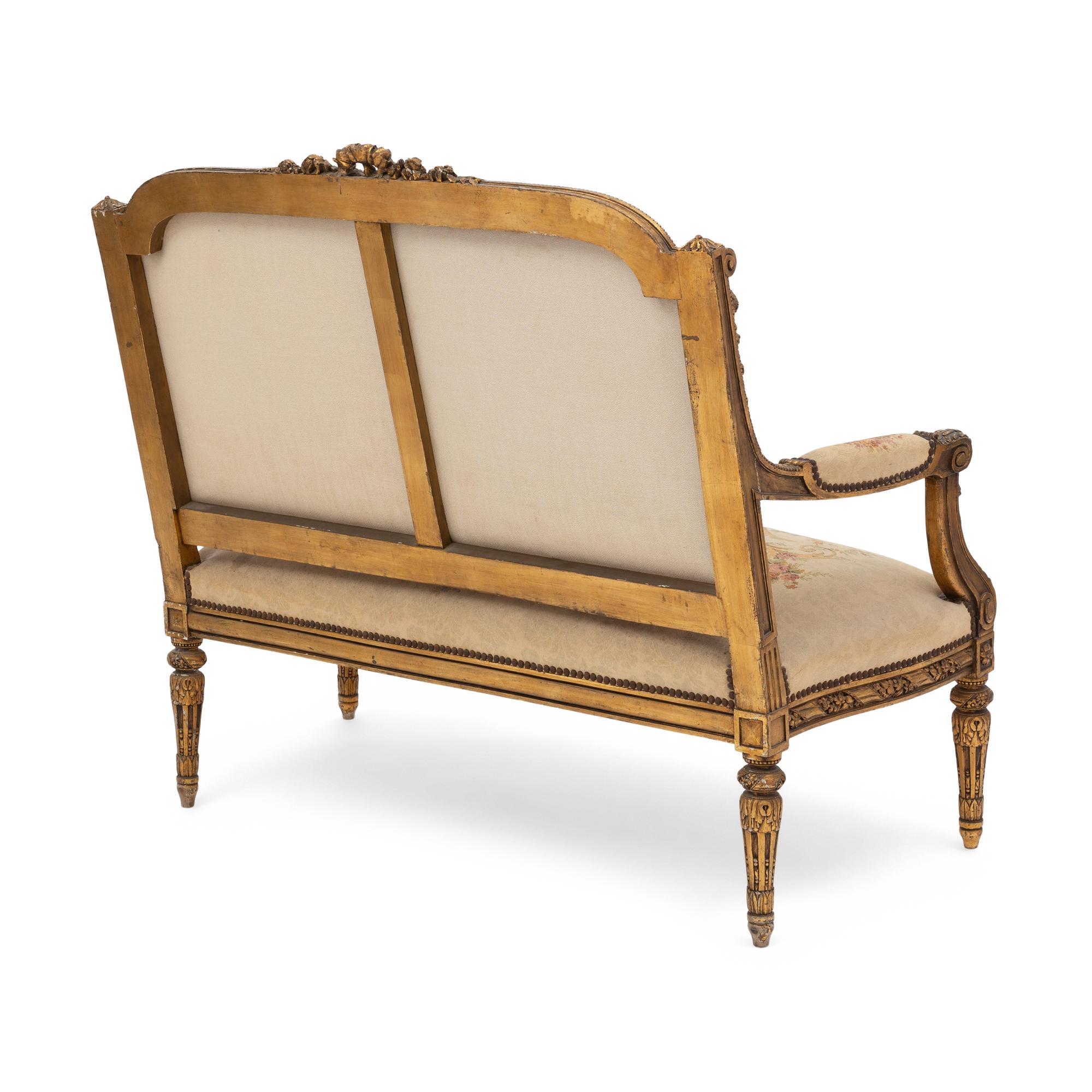 A Louis XVI Style Giltwood Settee