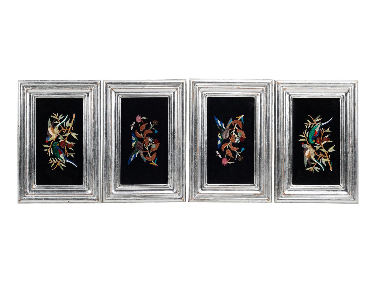 A Set of Four Italian Pietra Dura Plaques