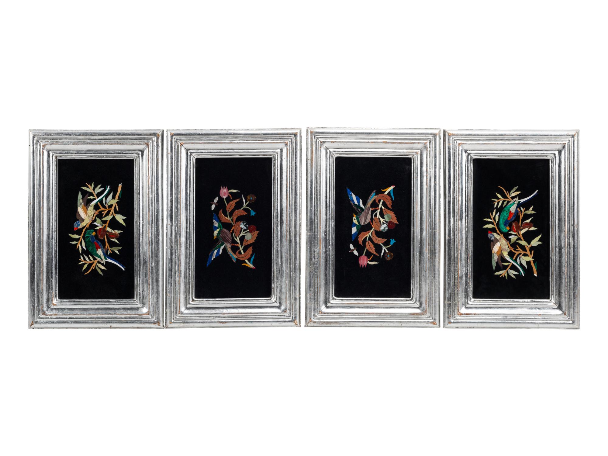 A Set of Four Italian Pietra Dura Plaques