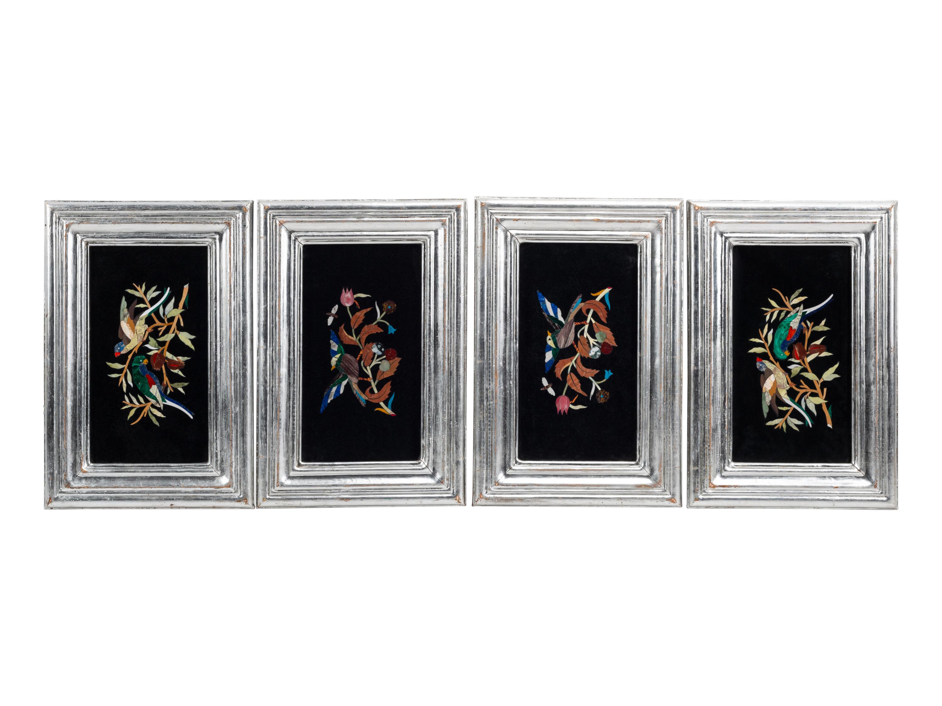A Set of Four Italian Pietra Dura Plaques
