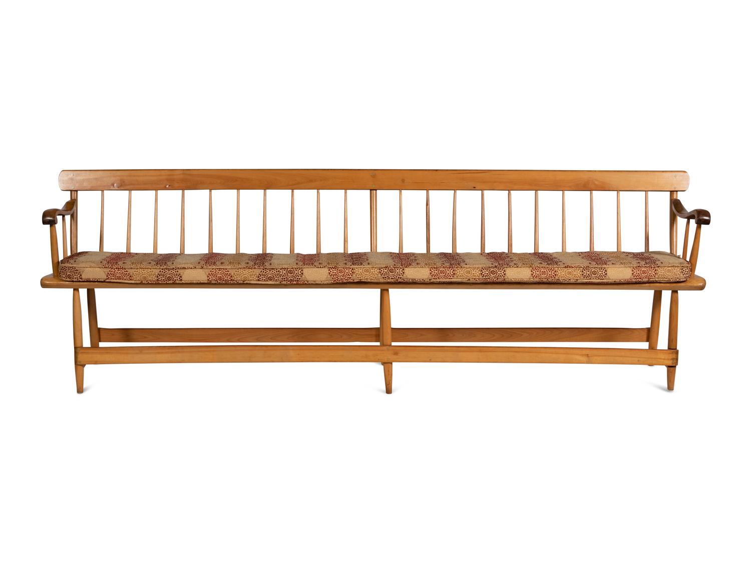 A Pair of Yellow Pine Deacon's Benches with Padded Upholstered Seats