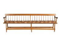 A Pair of Yellow Pine Deacon's Benches with Padded Upholstered Seats