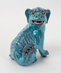 A Chinese Glazed Stoneware Figure of a Fu Lion Height 6 3/4 inches.