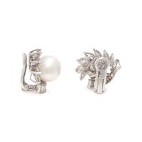 BOUCHERON, PLATINUM, CULTURED PEARL AND DIAMOND CLIP EARRINGS