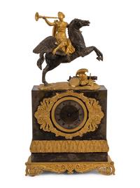 A Louis Philippe Gilt Bronze and Steel Figural Mantel Clock