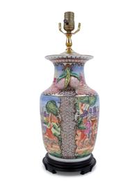 A Chinese Export Style Porcelain Vase Mounted as a Lamp