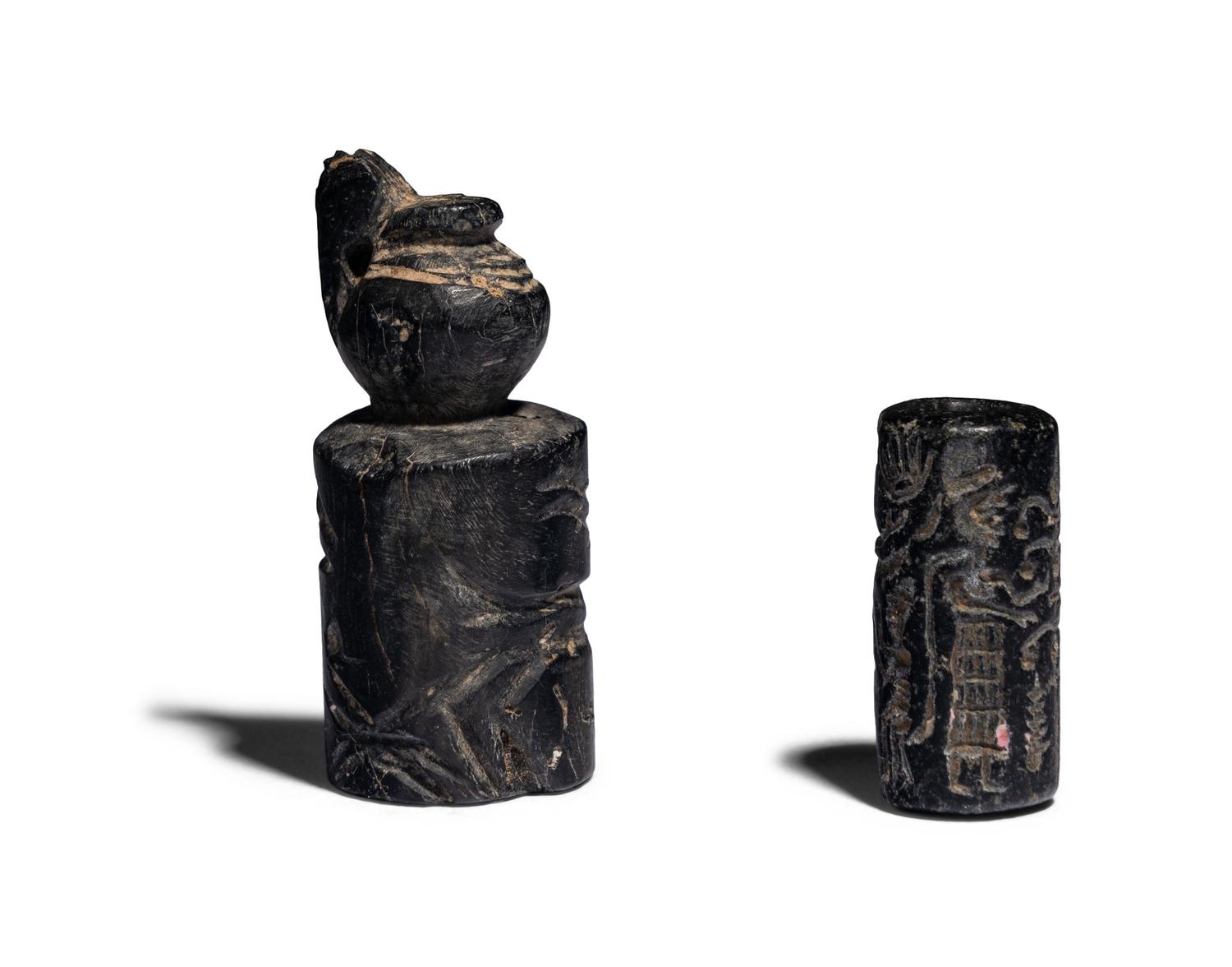 Two Near Eastern Hematite Cylinder Seals
