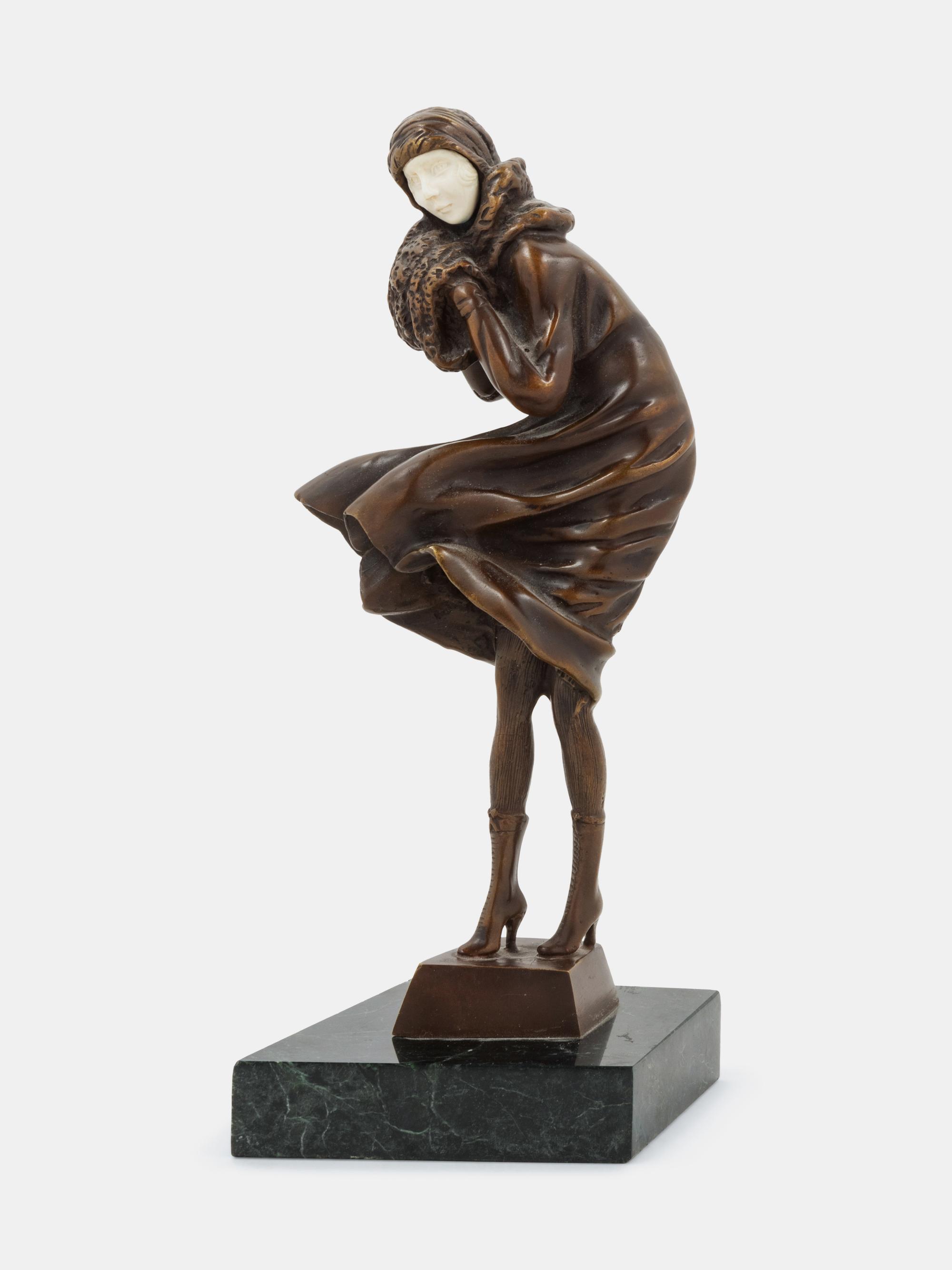 Art Deco Sculpture of a Windswept Lady
