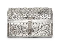 A South American Silver Clad Jewelry Casket