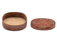 A Red Painted Floral-Decorated Bentwood Box